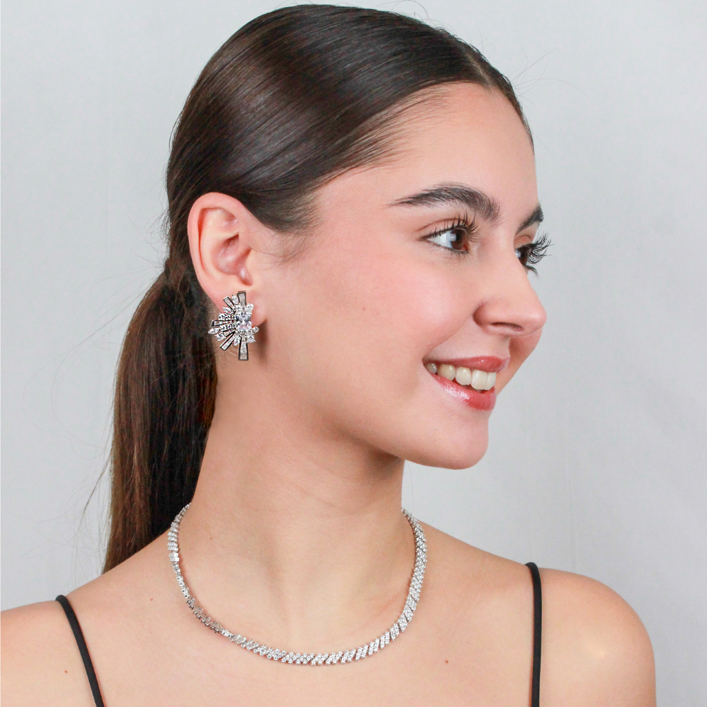 Pendientes originales en plata de primera ley con circonitas para novia e invitada