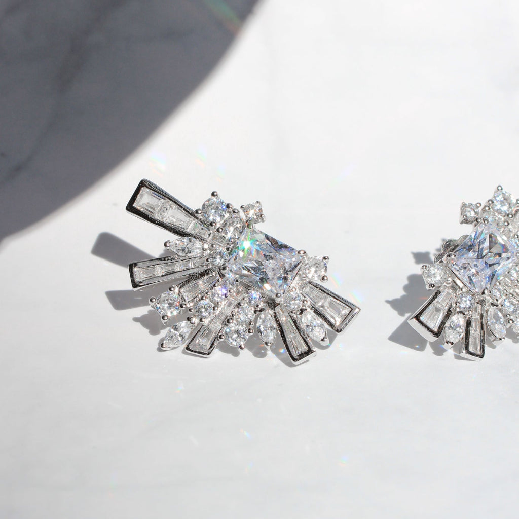 pendientes originales en plata de primera ley con circonitas para novia e invitada