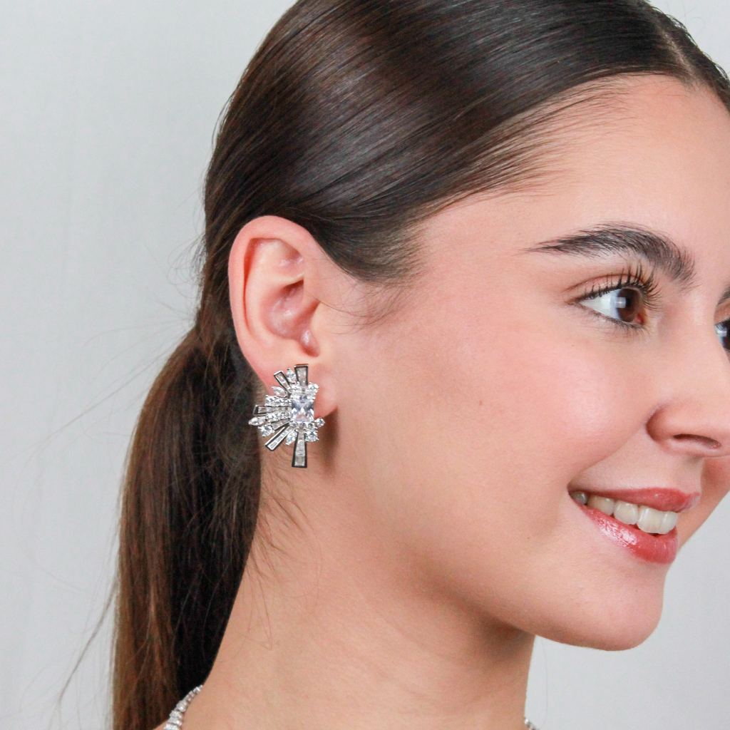 Pendientes originales en plata de primera ley con circonitas para novia e invitada