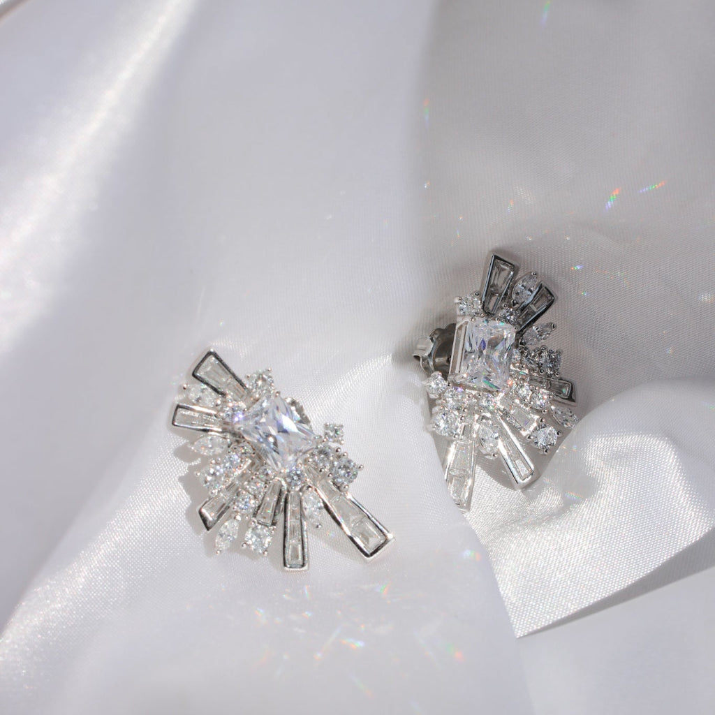 pendientes originales en plata de primera ley con circonitas para novia e invitadas