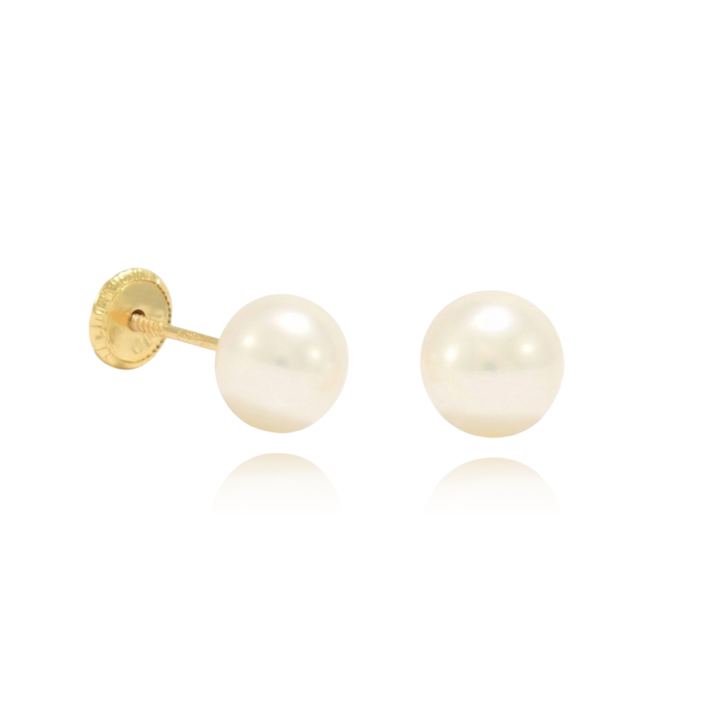 pendientes niña perla cultivada en oro de 18k
