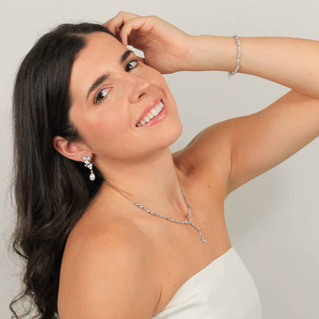 Pendientes de perla para novia en plata de primera ley 