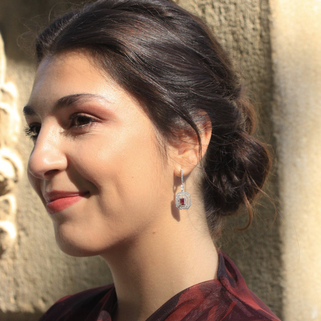 pendientes vintage en plata de primera ley con cirocnita rosa para novia e invitada