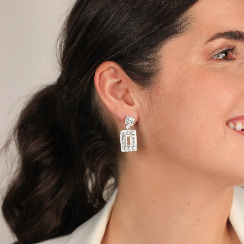 Pendientes de novia en plata de primera ley y circonitas