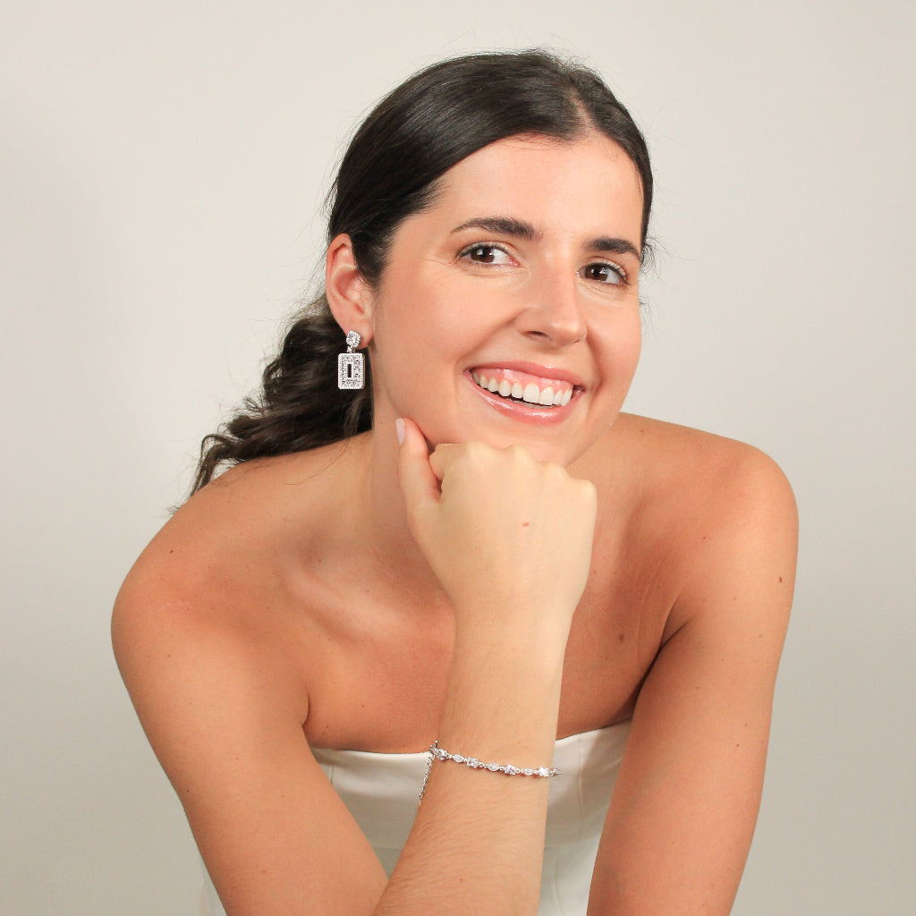 Pendientes vintage novia en plata de primera ley y circonitas