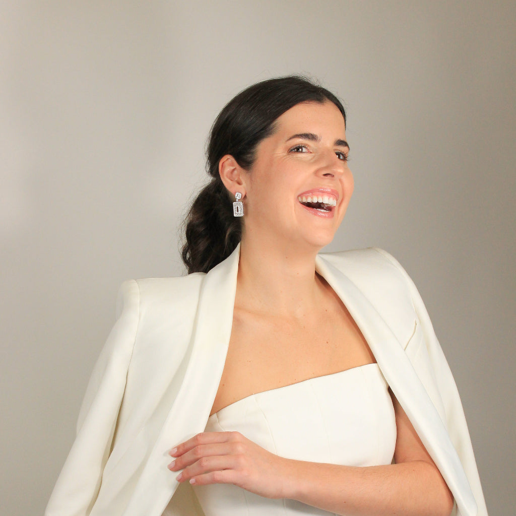 Pendientes vintage de novia en plata de primera ley y circonitas