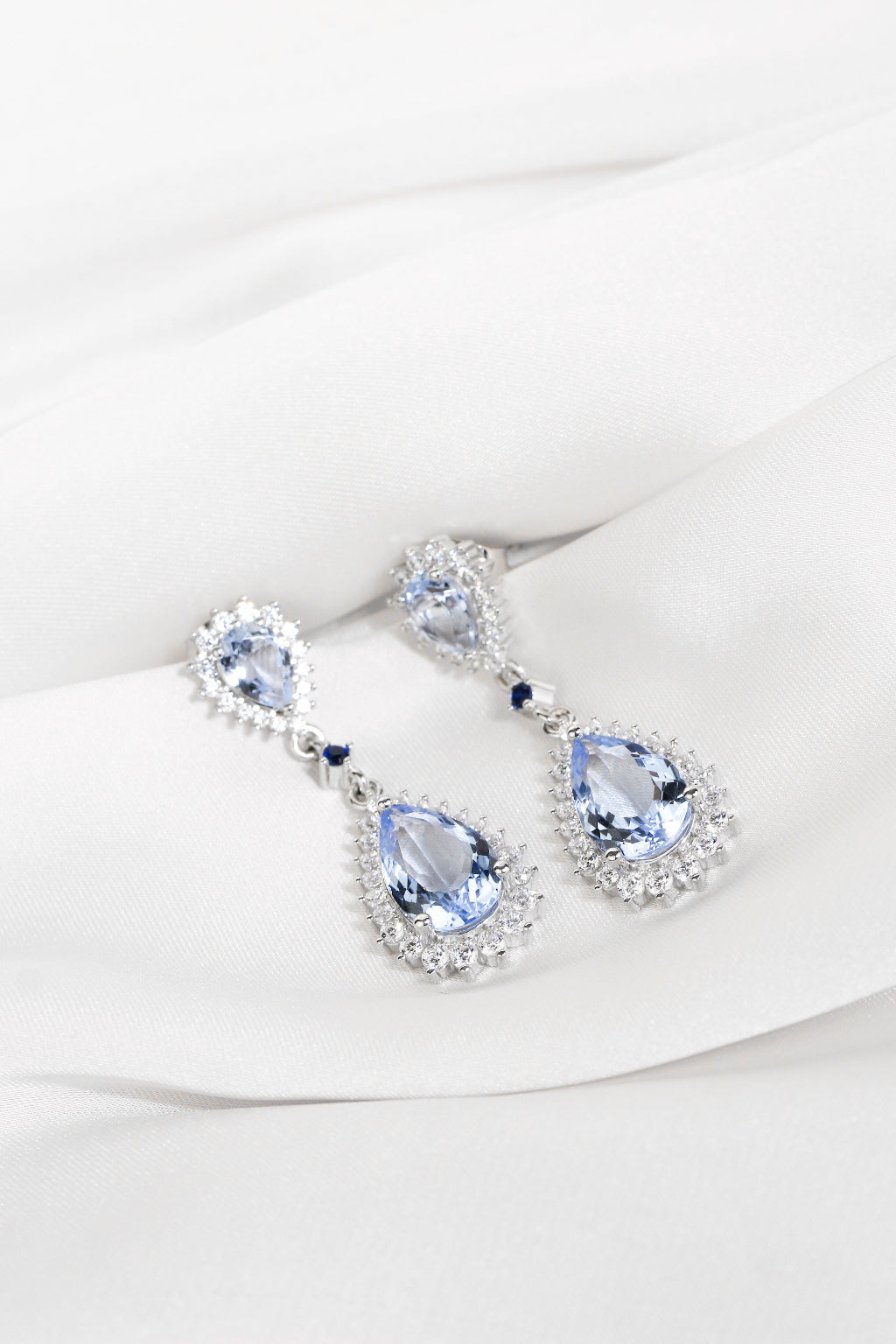 pendientes azules novia en plata de primera ley