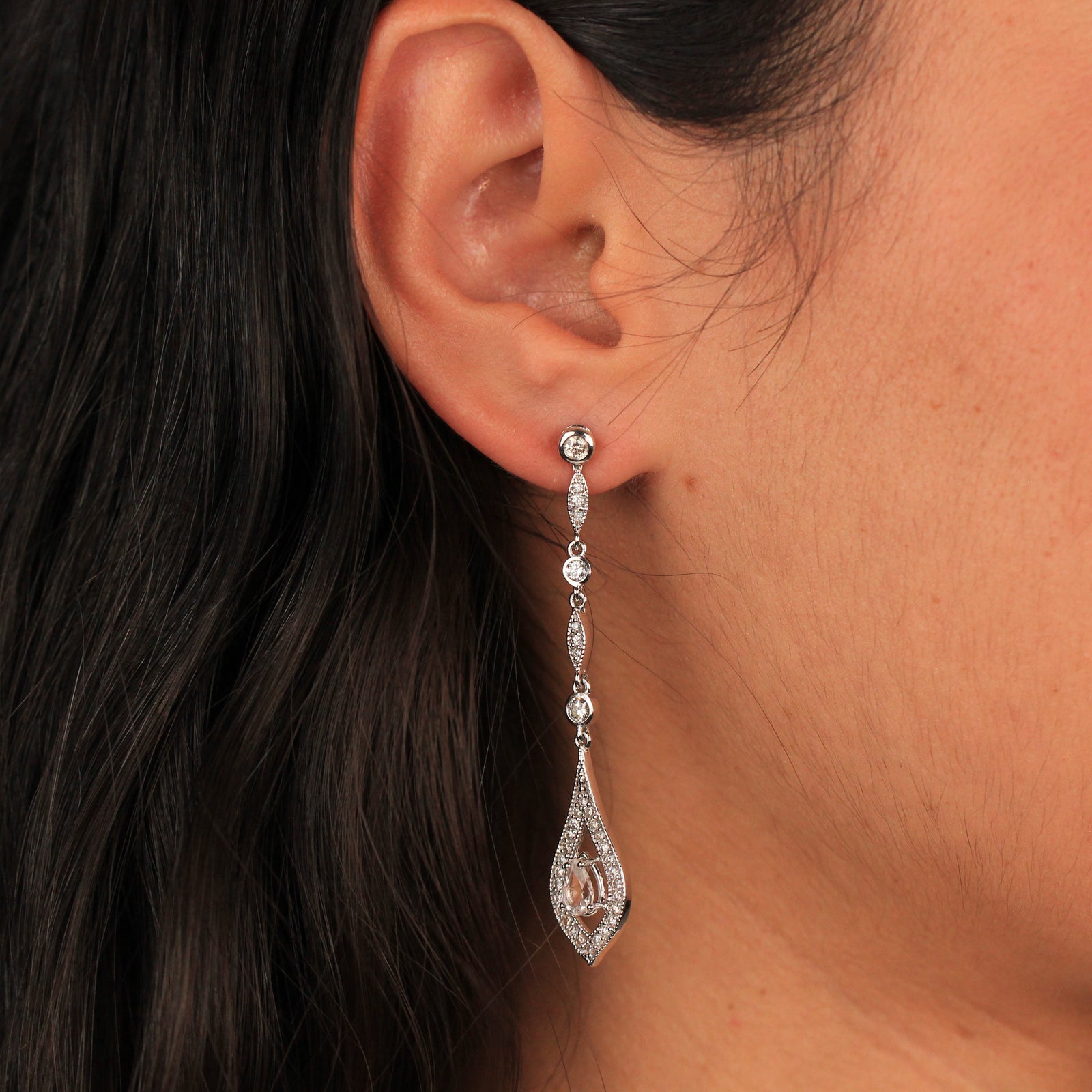 pendientes de novia desmontables en oro blanco 18 quilates con diamantes