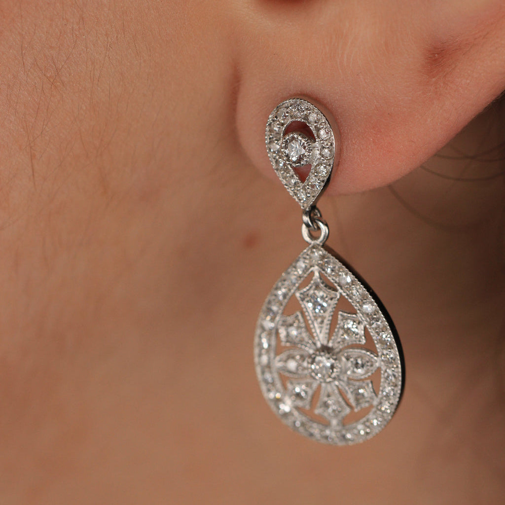 pendientes de novia vintage oro y diamantes