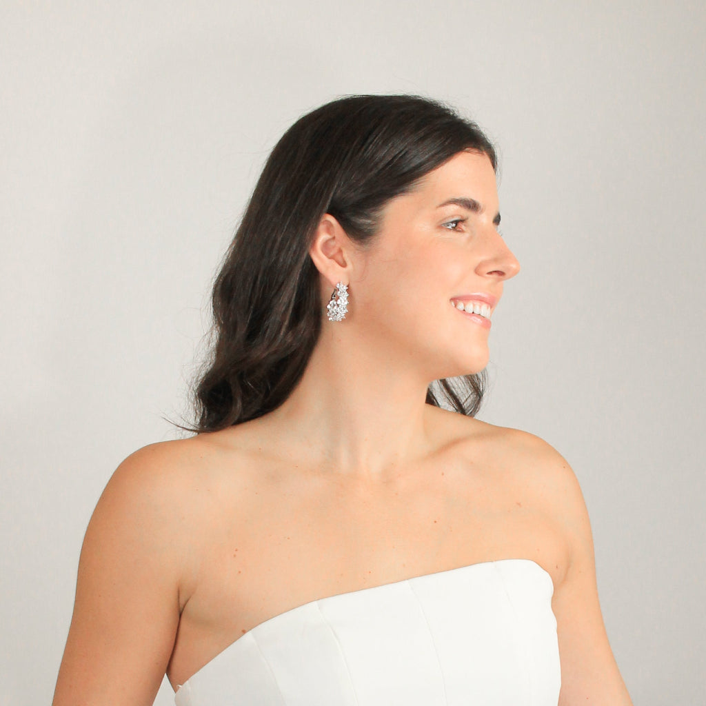 Pendientes de aro de novia en plata de primera ley con circonitas