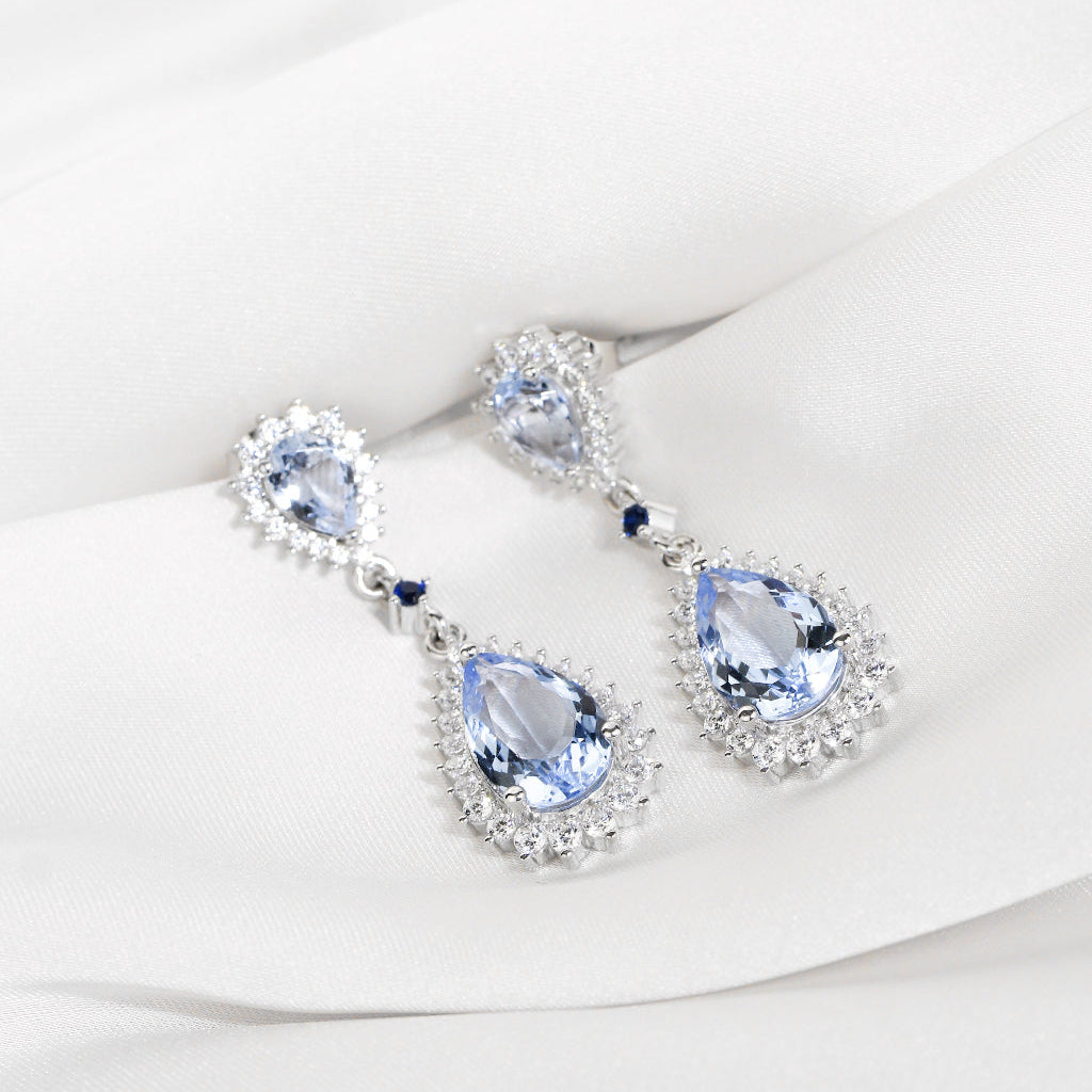 pendientes azules novia en plata de primera ley