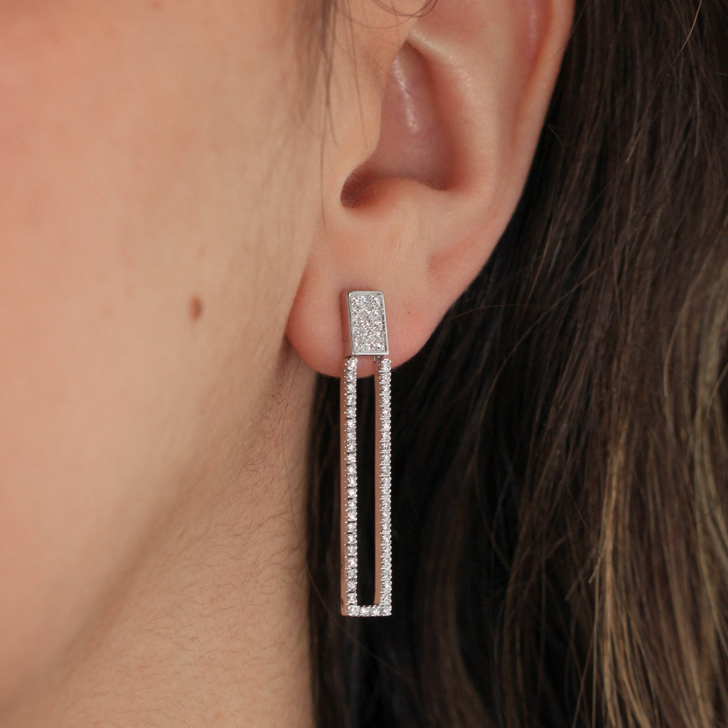 Pendientes novia largos oro blanco y diamantes