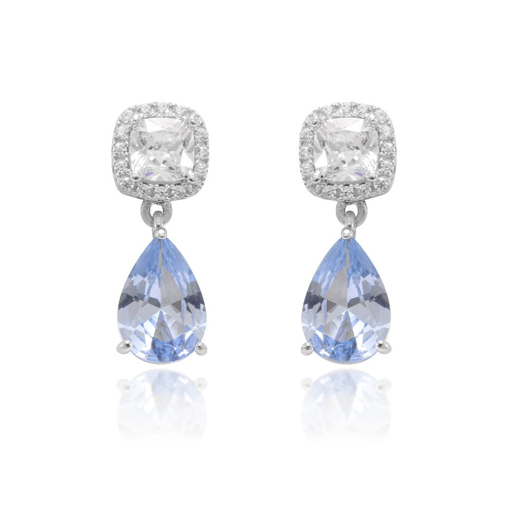 pendientes pequeños azules de plata para novia
