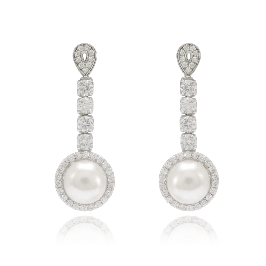 pendientes con perla en plata de primera ley para novias e invitadas