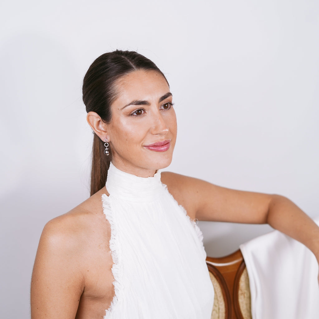 pendientes de novia perla tahiti y diamantes naturales