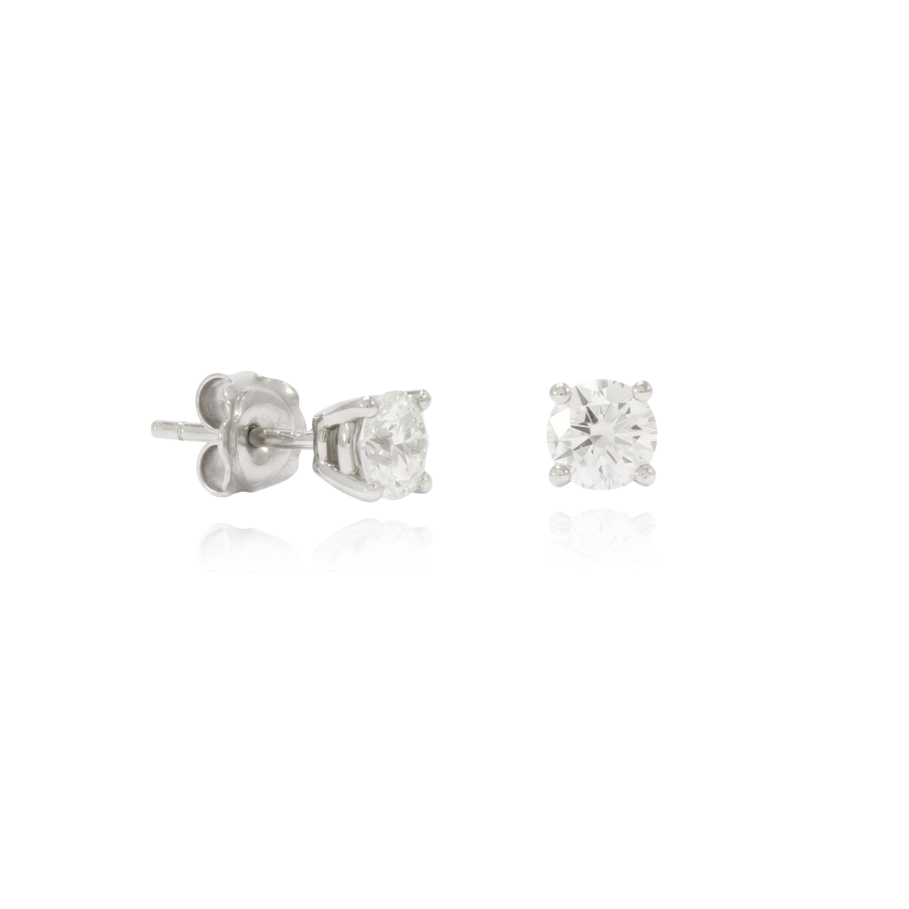 pendientes platino con diamante solitario