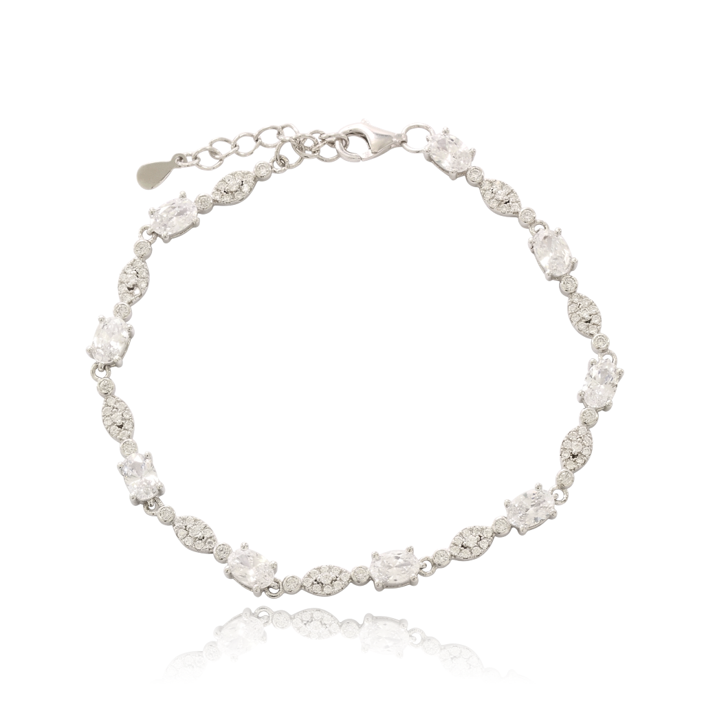 pulsera en plata de primera ley con circonitas para novia e invitada