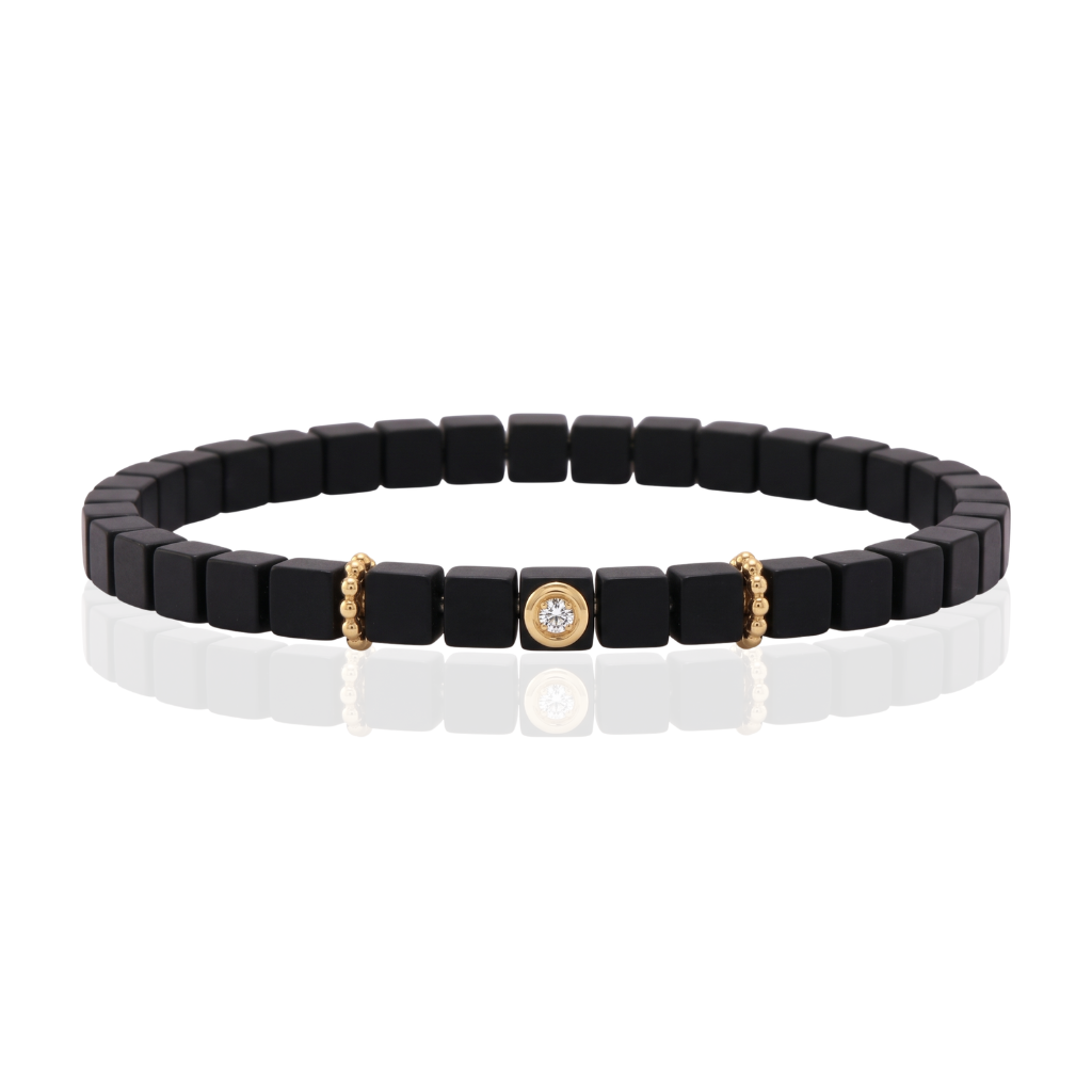 pulsera de ágata con oro rosa de 18 quilates y un diamante 