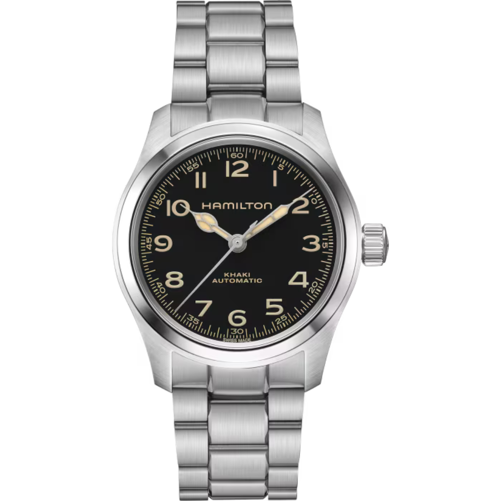 reloj hamilton murph de la pelicula interstellar esfera negra 38mm con cadena de acero