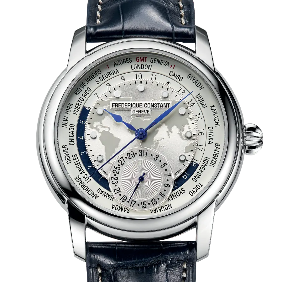reloj frederique constat automatico correa azul worldtimer classics