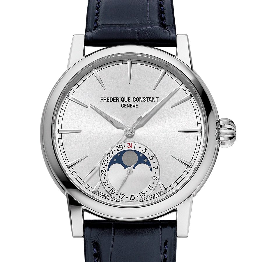 reloj frederique constant manufacture classic moonphase date corre azul