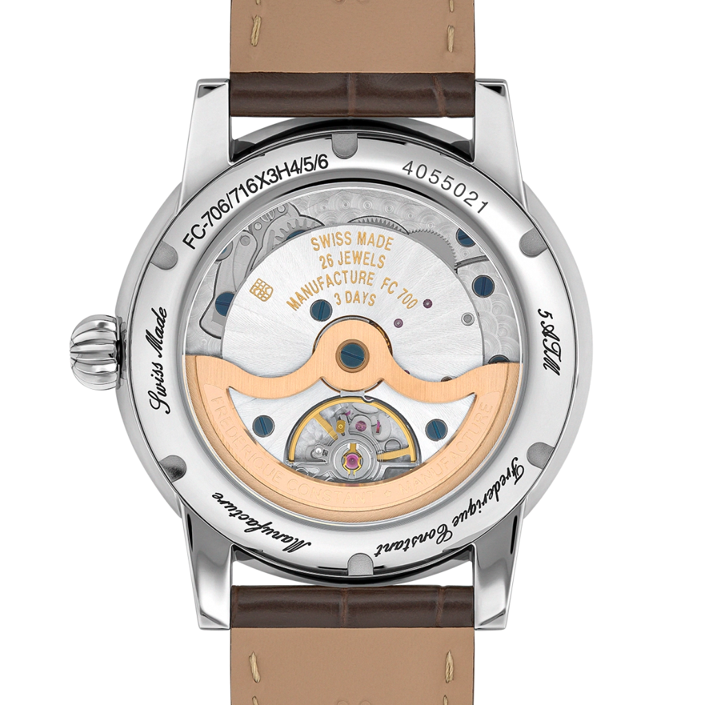 reloj frederique constant manufacture automatico classic date marron
