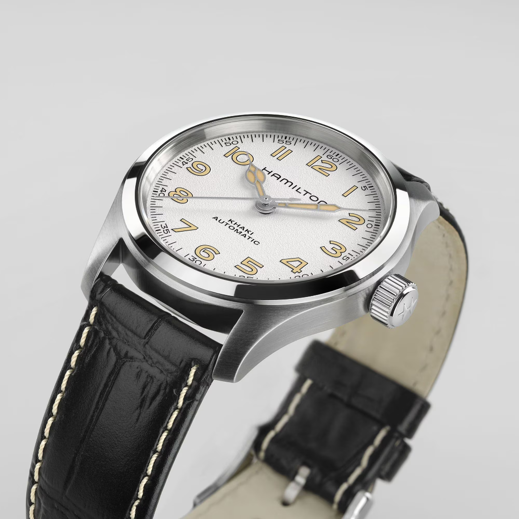 reloj hamilton murph de la pelicula interstellar 38mm correa negra y esfera blanca automatico