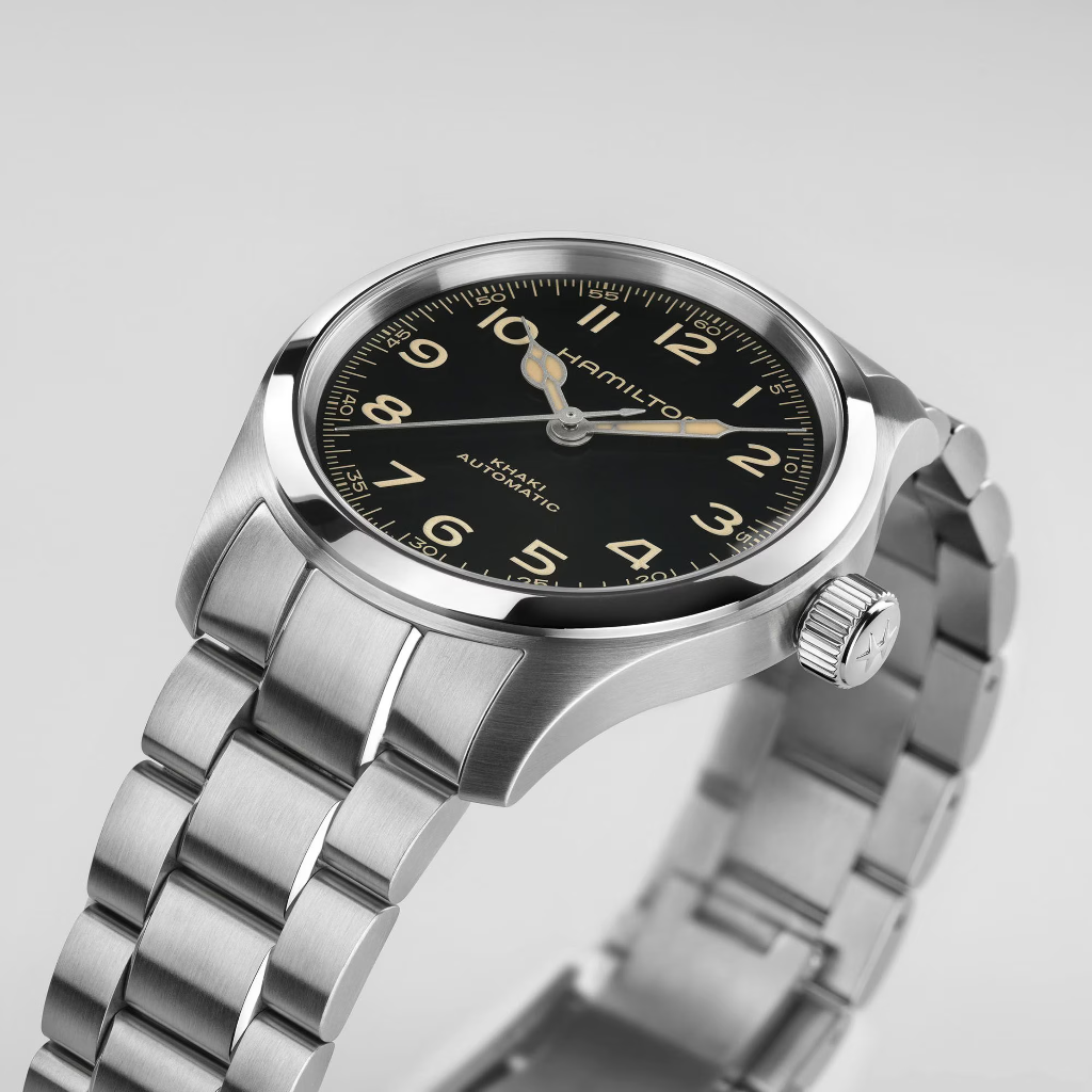 reloj hamilton murph de la pelicula interstellar esfera negra 38mm con cadena de acero