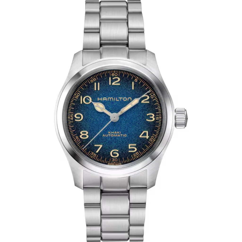 reloj hamilton murph de la pelicula interstellar 38mm esfera azul con cadena de acero