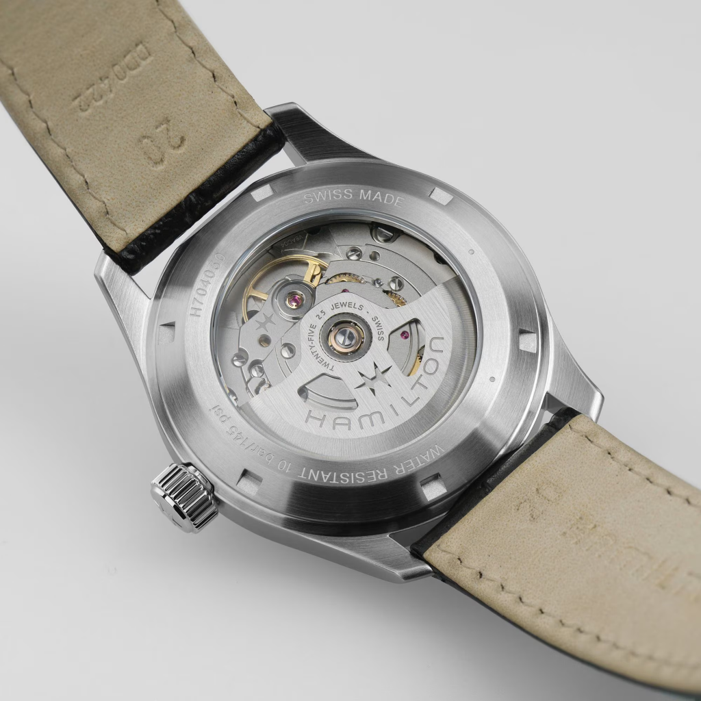 reloj hamilton murph de la pelicula interstellar 38mm correa negra y esfera blanca automatico