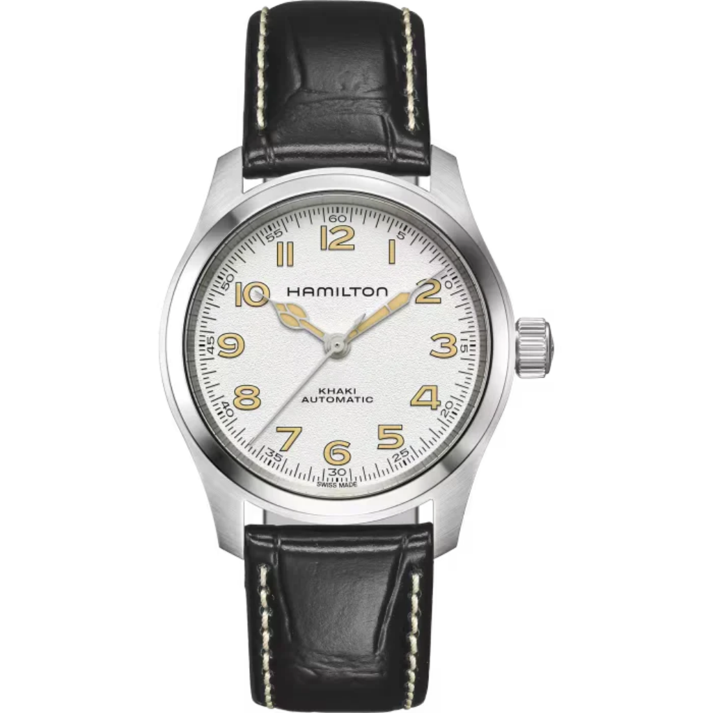reloj hamilton murph de la pelicula interstellar 38mm correa negra y esfera blanca automatico
