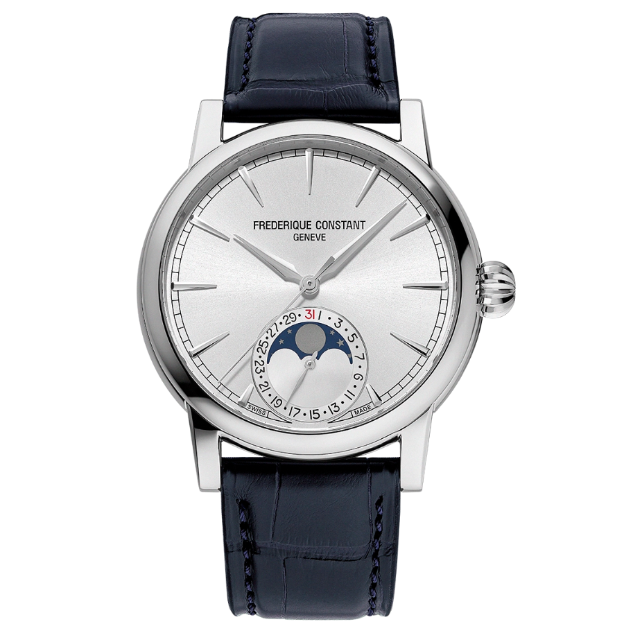 reloj frederique constant manufacture classic moonphase date corre azul