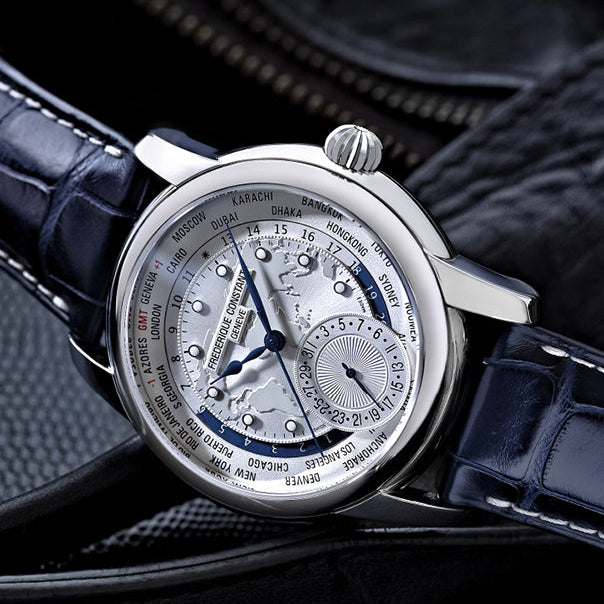 reloj frederique constant worldtimer manufacture azul
