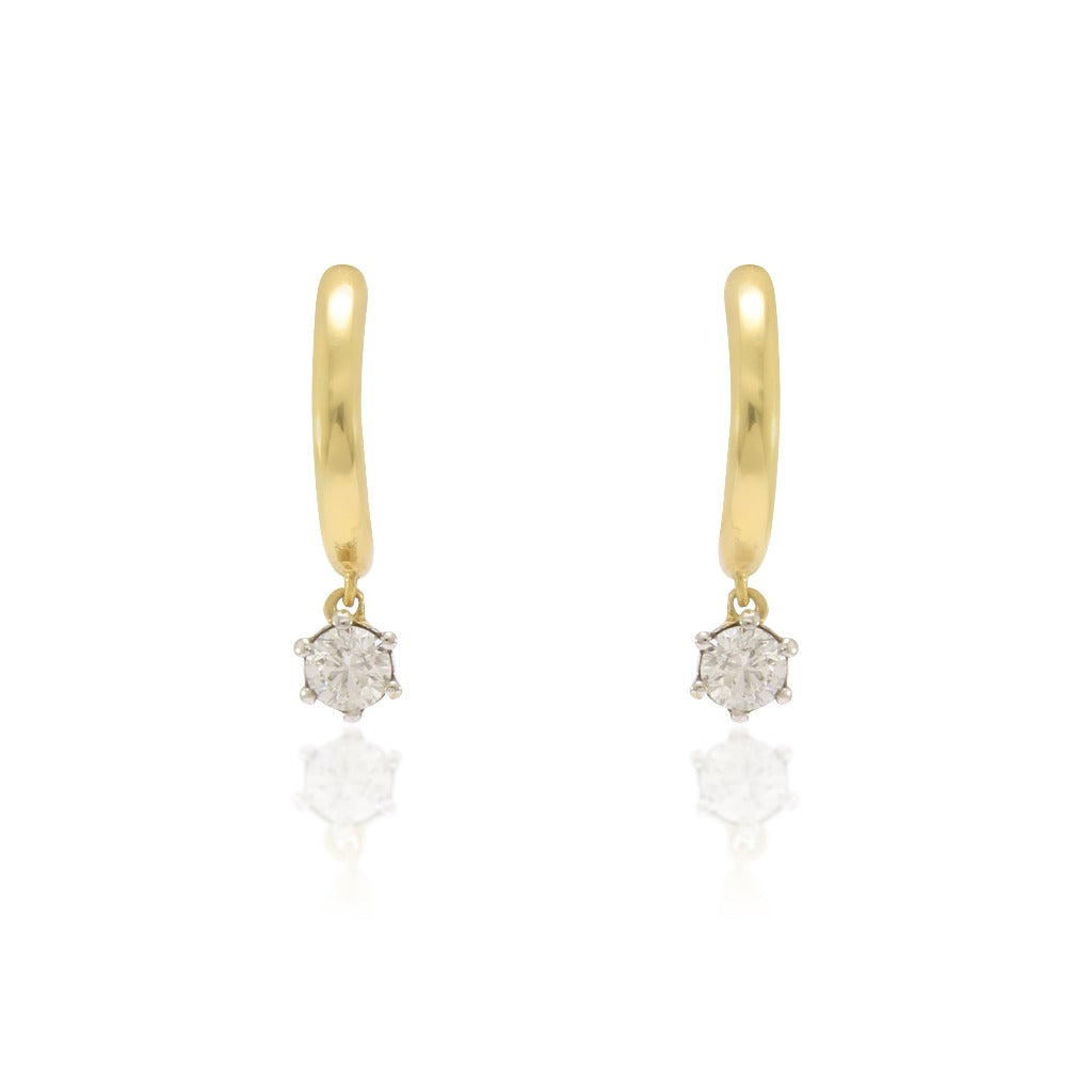 pendientes aro oro amarillo con diamante joyeria pamplona