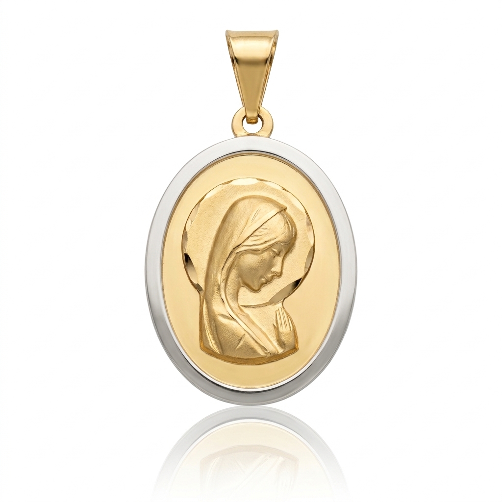 virgen niña oro amarillo y blanco
