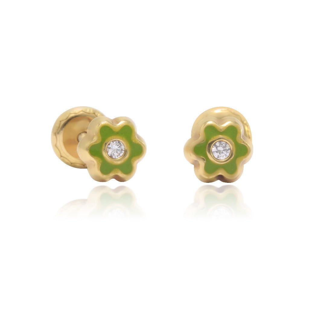 Pendientes bebé flor con esmalte