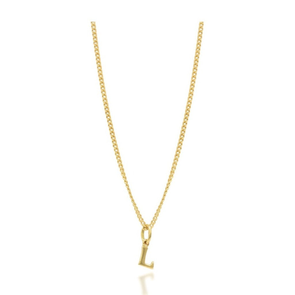 Collar de oro amarillo con colgante de inicial de letra. Joyería Pamplona