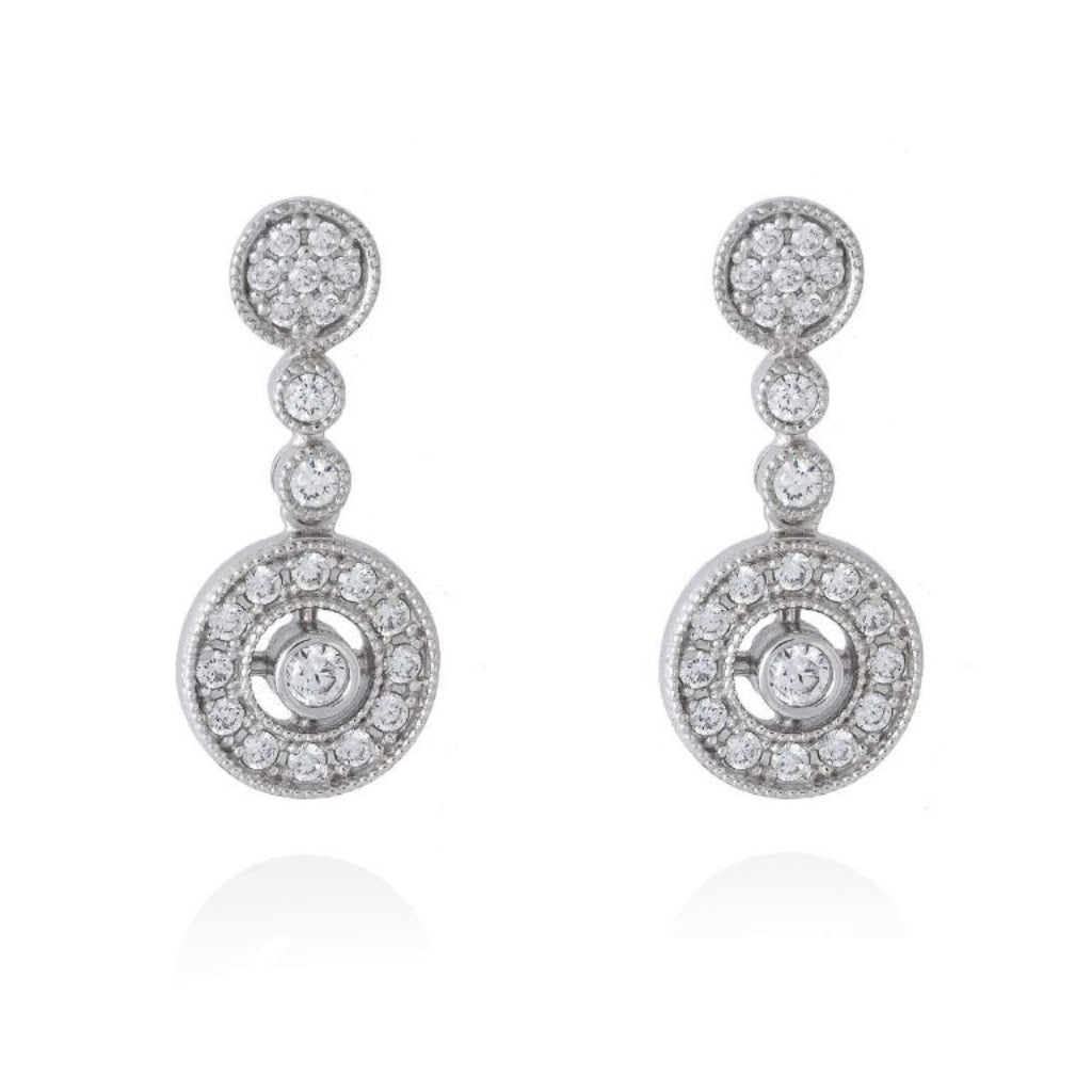 Pendientes de plata de primera ley (925) con baño de rodio y circonita incolora