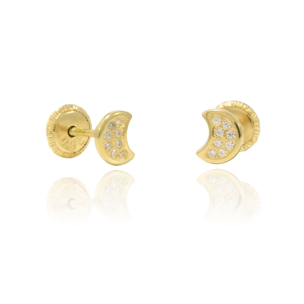 Pendientes bebé media luna circonitas