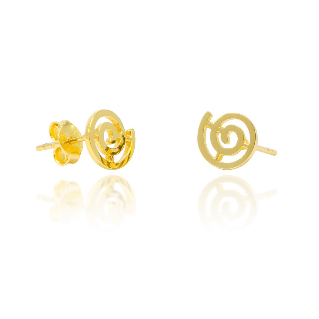 Pendientes en oro amarillo de 18 quilates en forma de espiral. Joyería Pamplona.