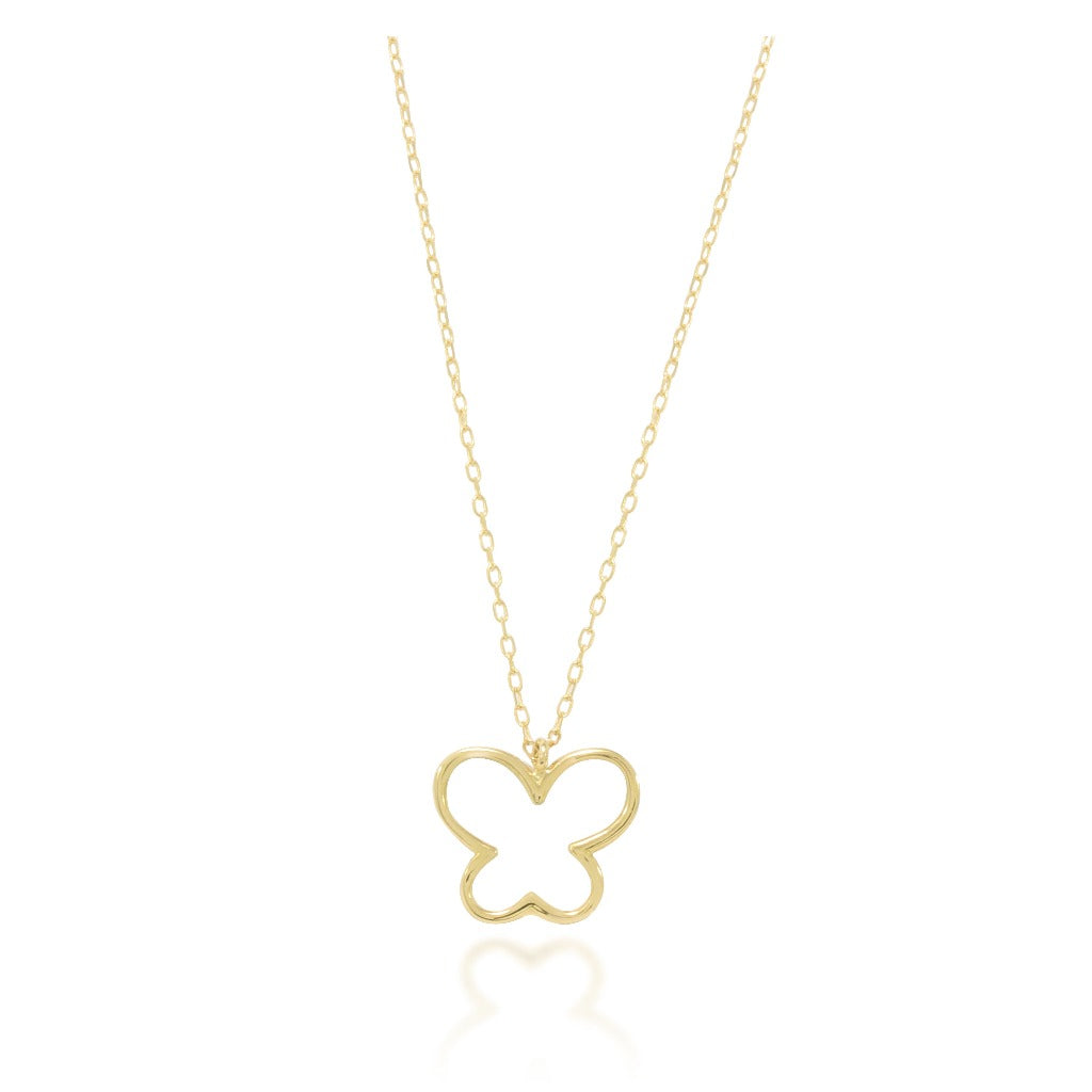 Colgante en oro amarillo de 18 quilates con la silueta de una mariposa. Joyería Pamplona.