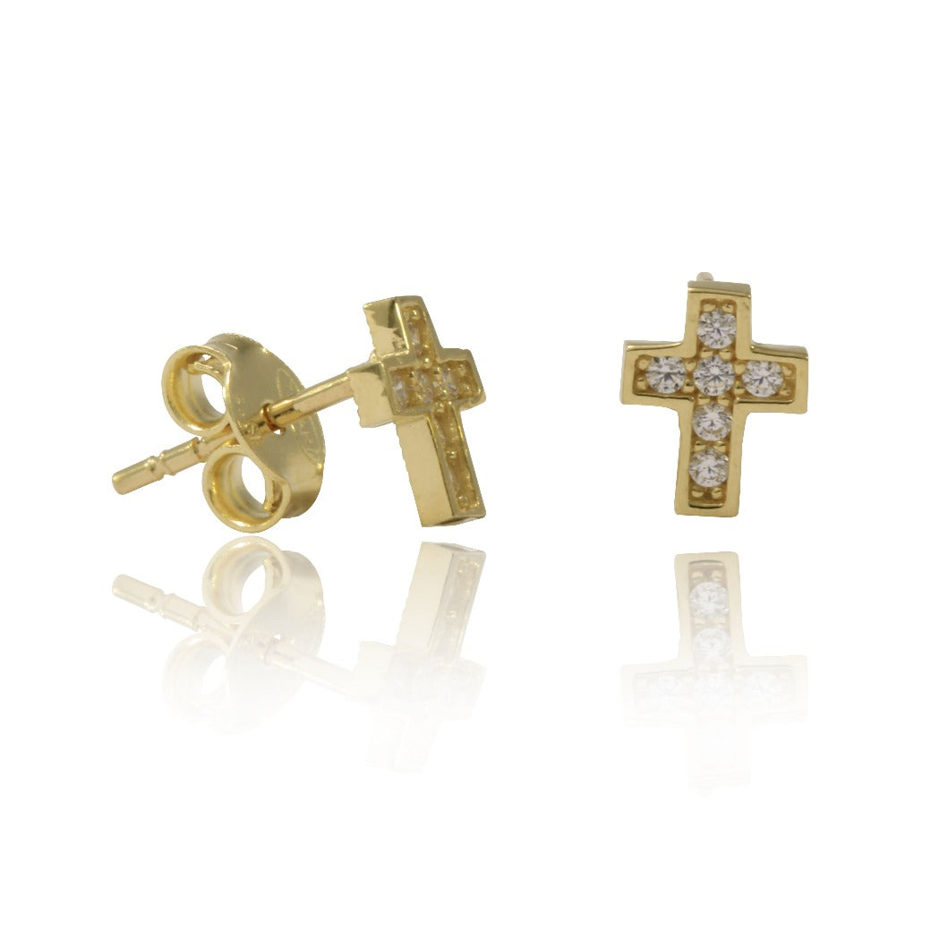 Pendientes de cruz de oro amarillo.