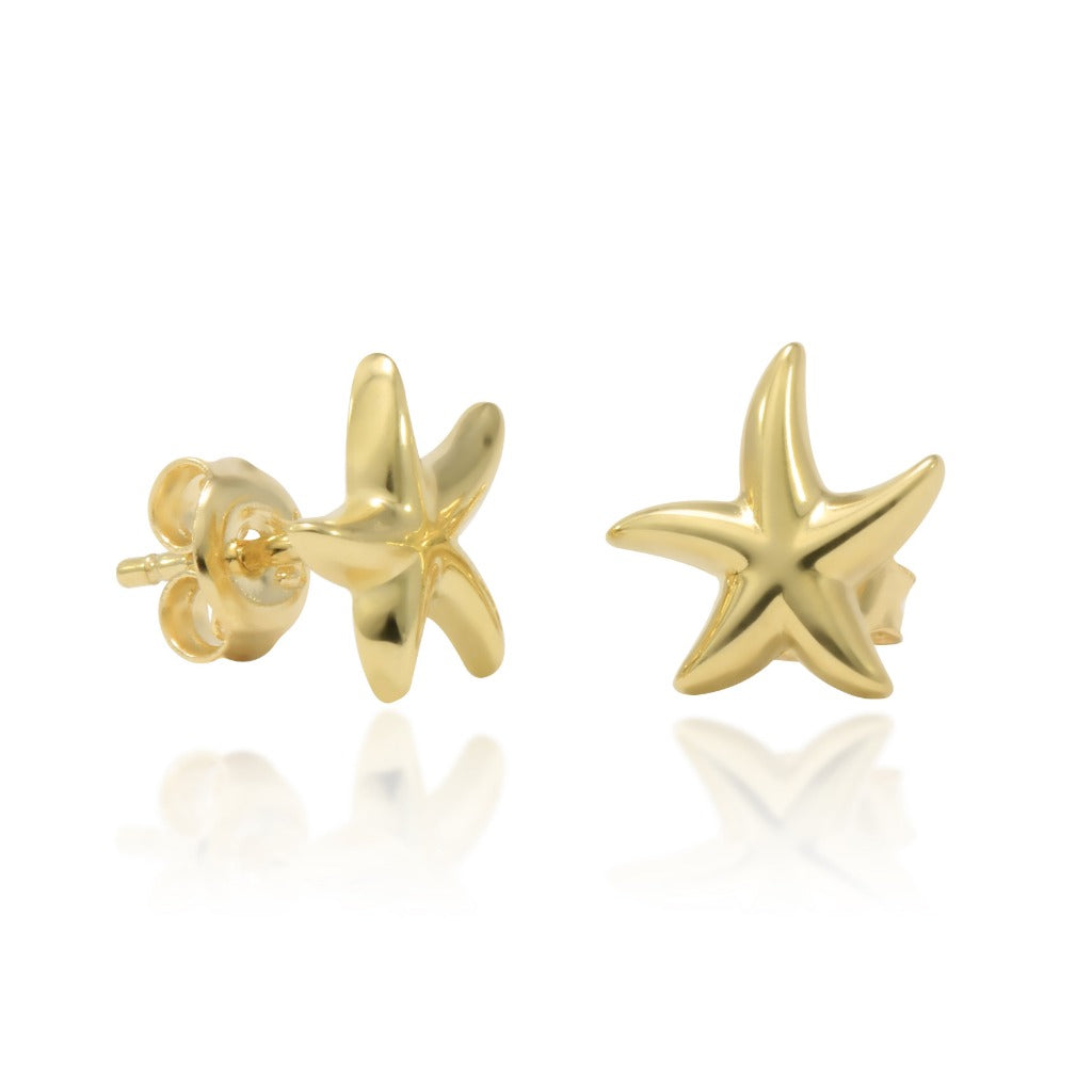 Pendientes en oro amarillo de 18 quilates con forma estrella de mar. Joyería Pamplona.