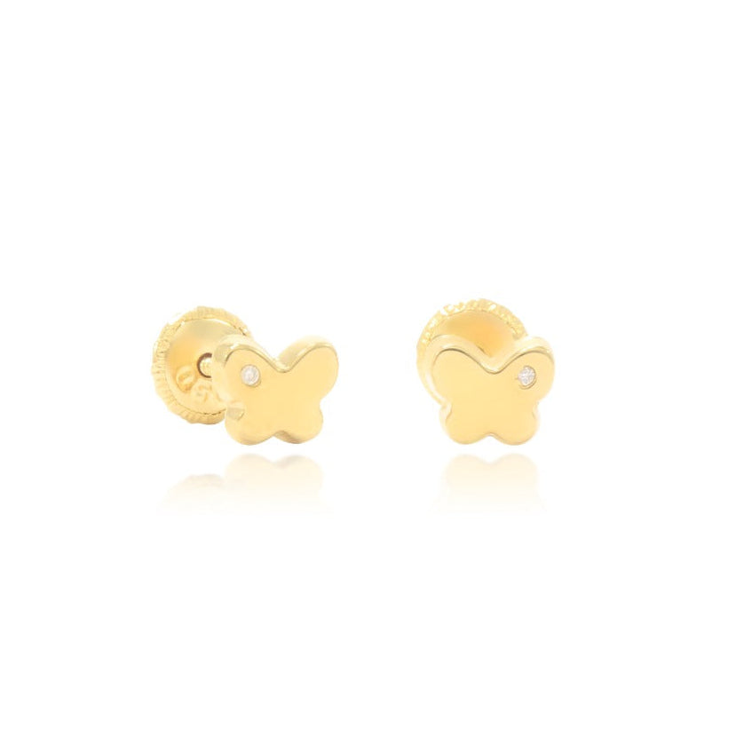 Pendientes bebé oro mariposa circonita