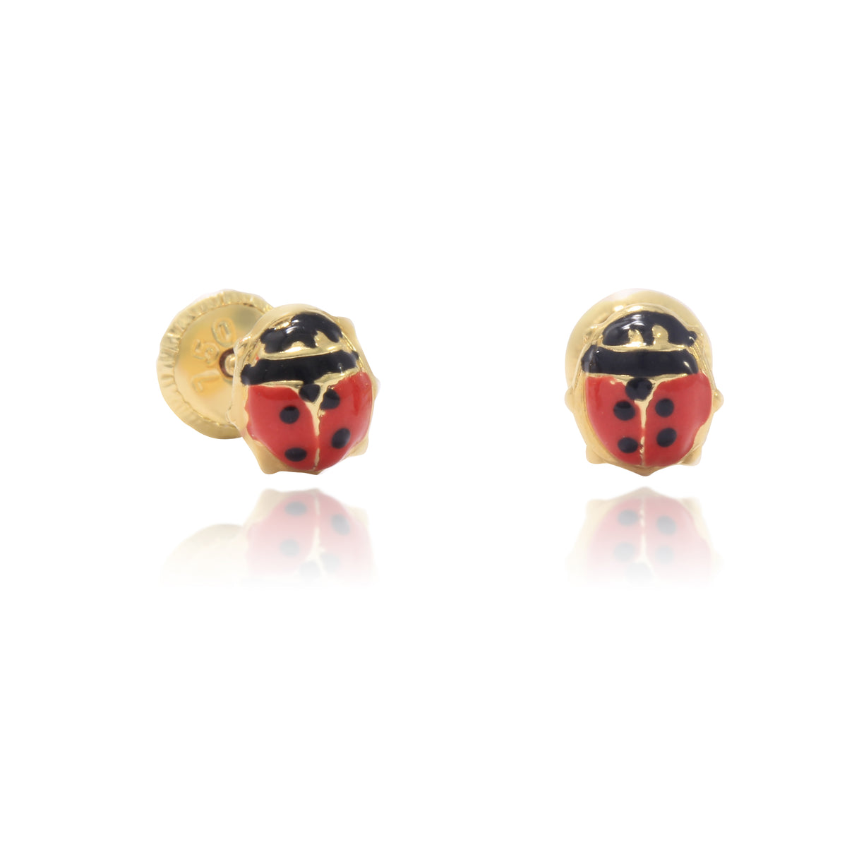 Pendientes niña mariquita roja