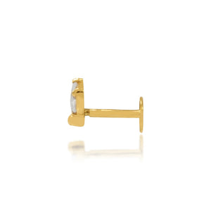Piercing de oro amarillo de 18 quilates con circonitas. El piercing mide 6,5 mm de alto. Joyería Pamplona