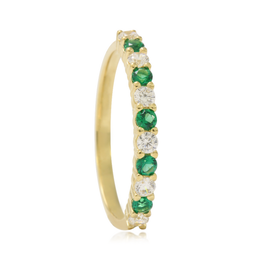 anillo de piedras verdes y blancas