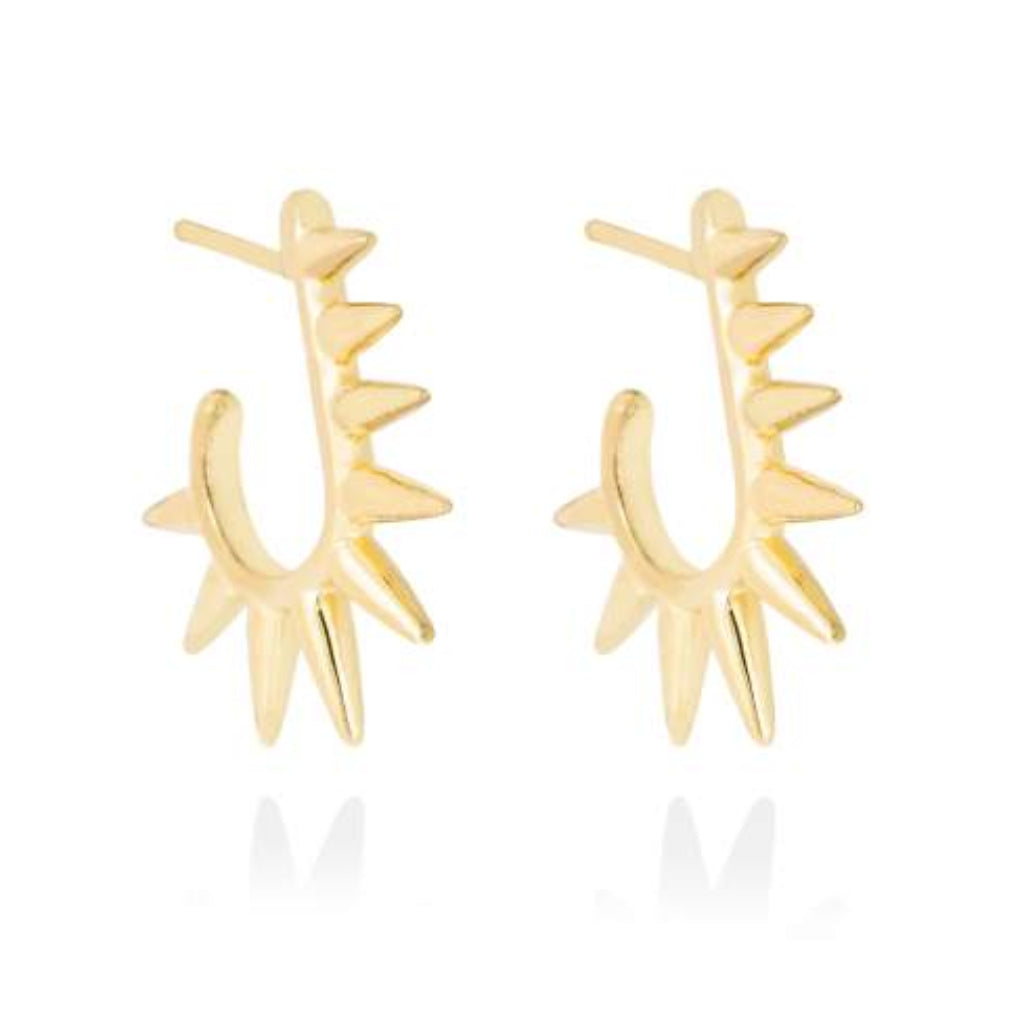 Pendientes de plata de primera ley (925) chapada en oro amarillo de 18kt de pinchos
