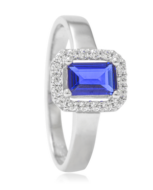 anillo de oro blanco de 18kt con circonitas azul e incoloras pamplona
