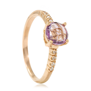 anillo de oro rosa de 18kt con amatista joyeria Pamplona